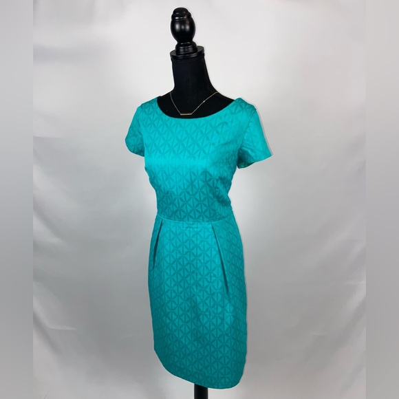 Turquoise Blue Dress 100% Cotton Short Sleeve Size 12 - Picture 3 of 8